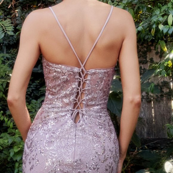 NEW LONG OFF THE SHOULDER MERMID SLEEVELESS DRESS WITH LACE UP BACK AL A1116 - Picture 8 of 9